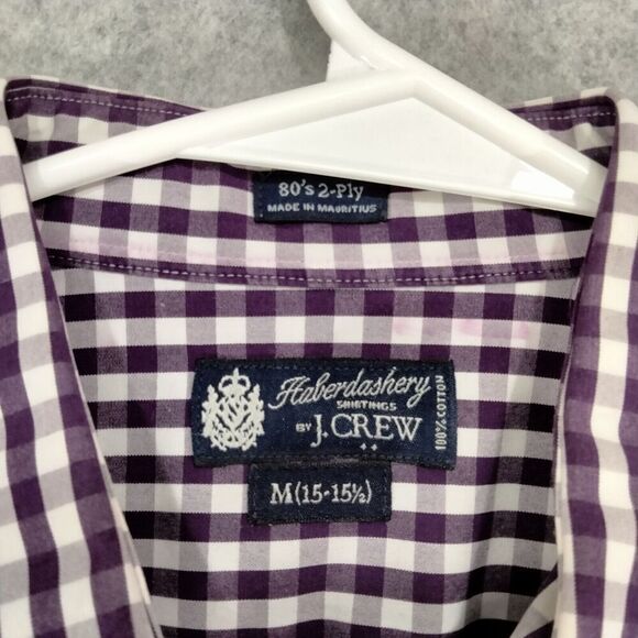 J Crew 80's 2-Ply Shirt Mens M 15 - 15.5 Purple Check Haberdashery Button Down - Picture 7 of 12